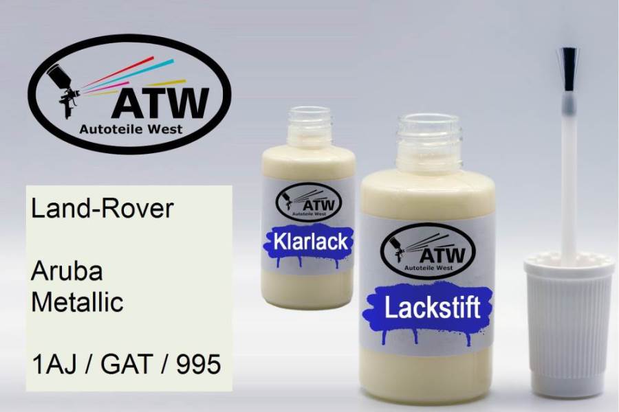 Land-Rover, Aruba Metallic, 1AJ / GAT / 995: 20ml Lackstift + 20ml Klarlack - Set, von ATW Autoteile West.